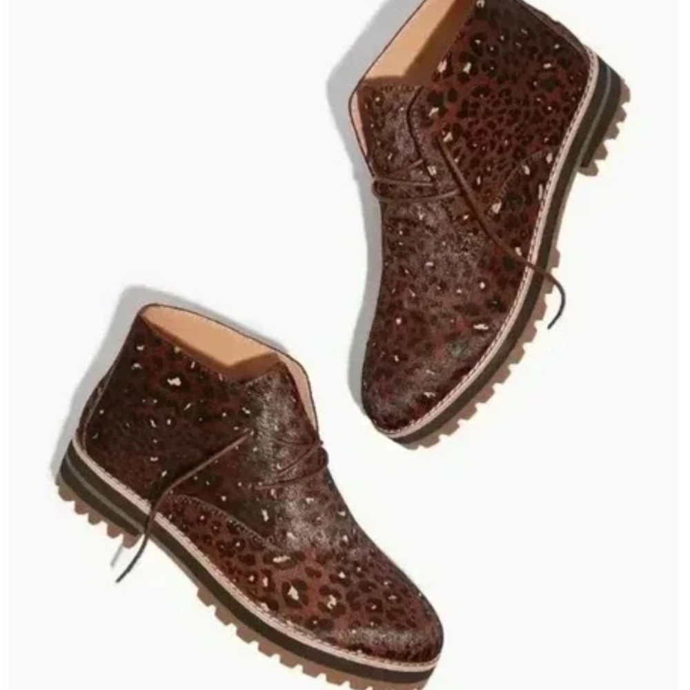 Madewell Brown Leopard Print Lace-Up Boots NWOT